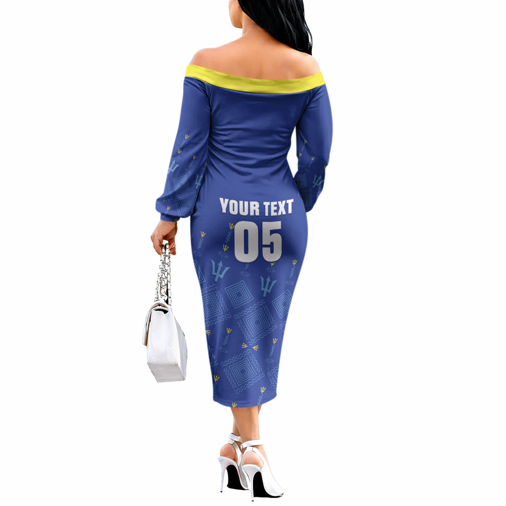 Custom Barbados 2026 Cricket Off The Shoulder Long Sleeve Dress Tridents Rise