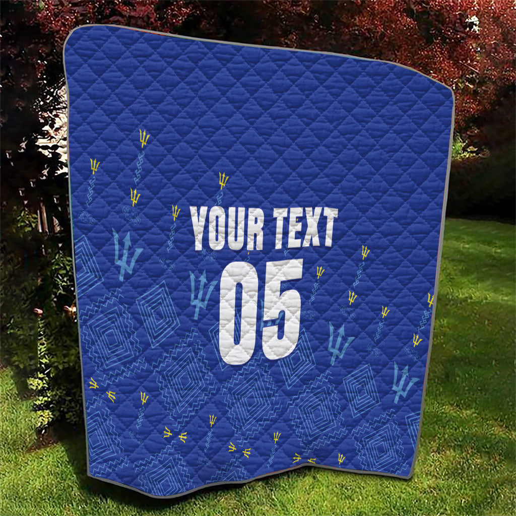 Custom Barbados 2026 Cricket Quilt Tridents Rise