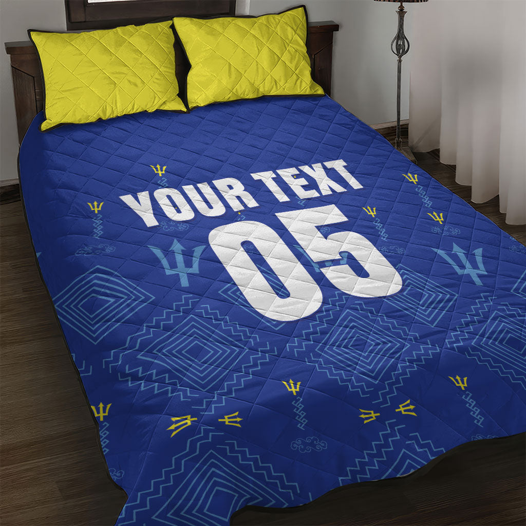 Custom Barbados 2026 Cricket Quilt Bed Set Tridents Rise