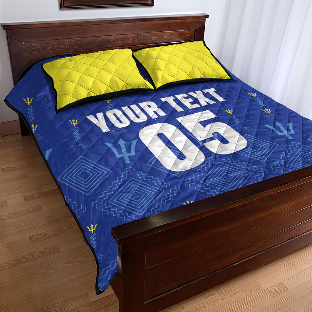 Custom Barbados 2026 Cricket Quilt Bed Set Tridents Rise