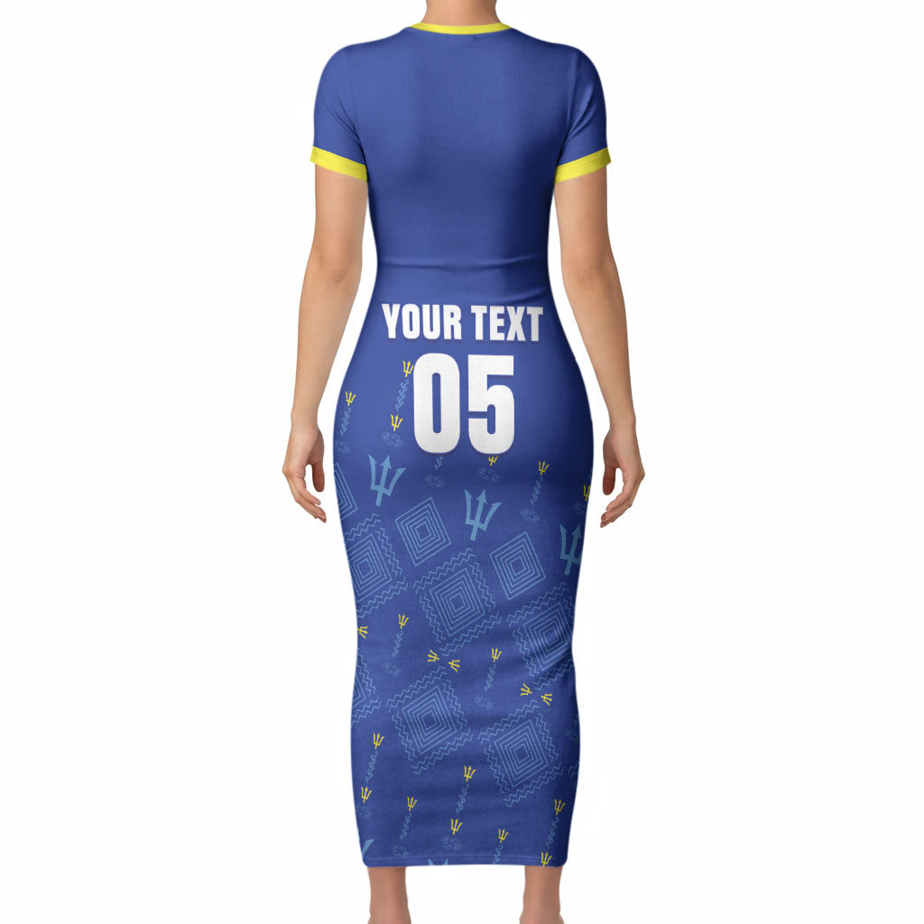 Custom Barbados 2026 Cricket Short Sleeve Bodycon Dress Tridents Rise