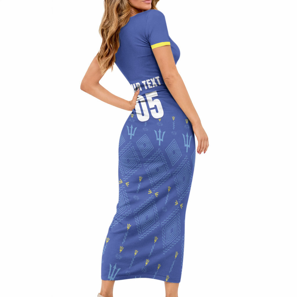 Custom Barbados 2026 Cricket Short Sleeve Bodycon Dress Tridents Rise
