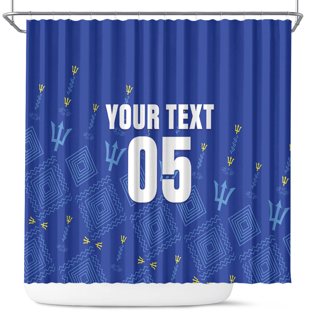 Custom Barbados 2026 Cricket Shower Curtain Tridents Rise