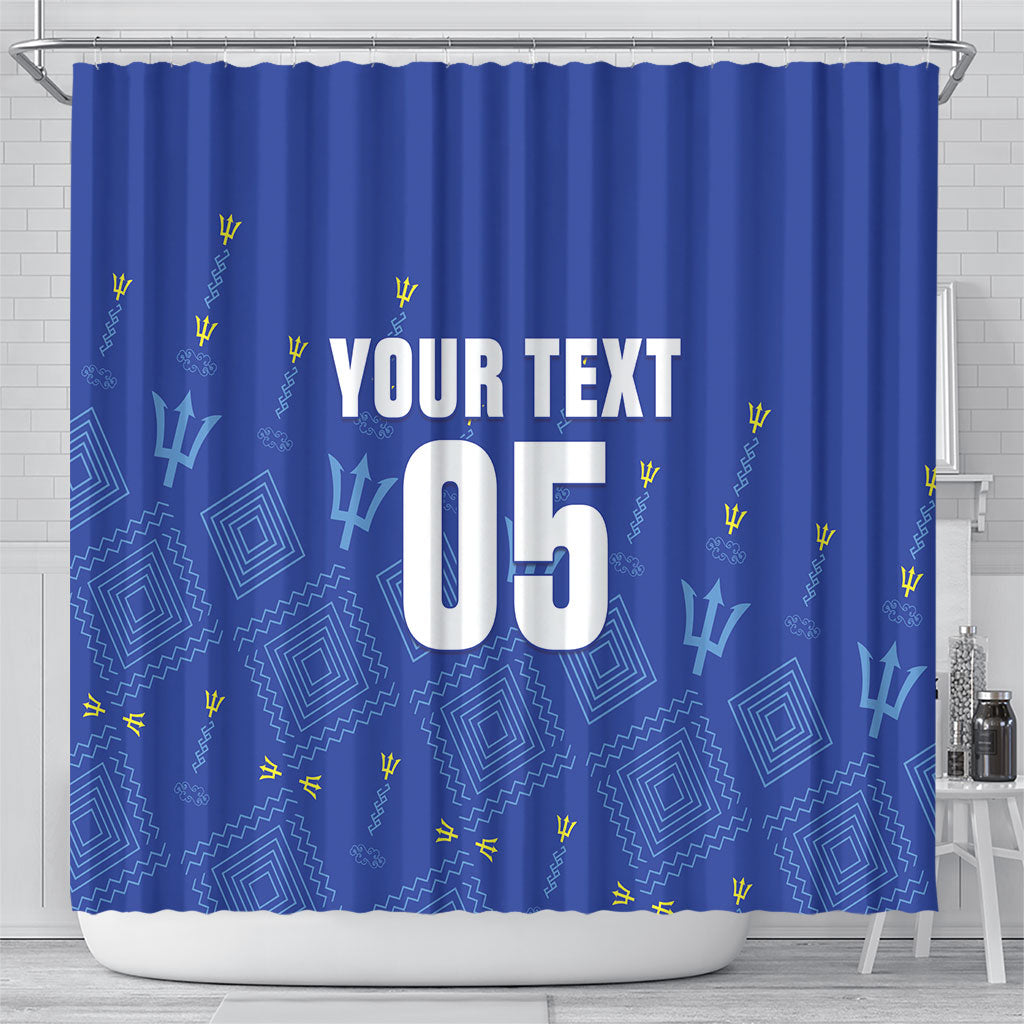 Custom Barbados 2026 Cricket Shower Curtain Tridents Rise