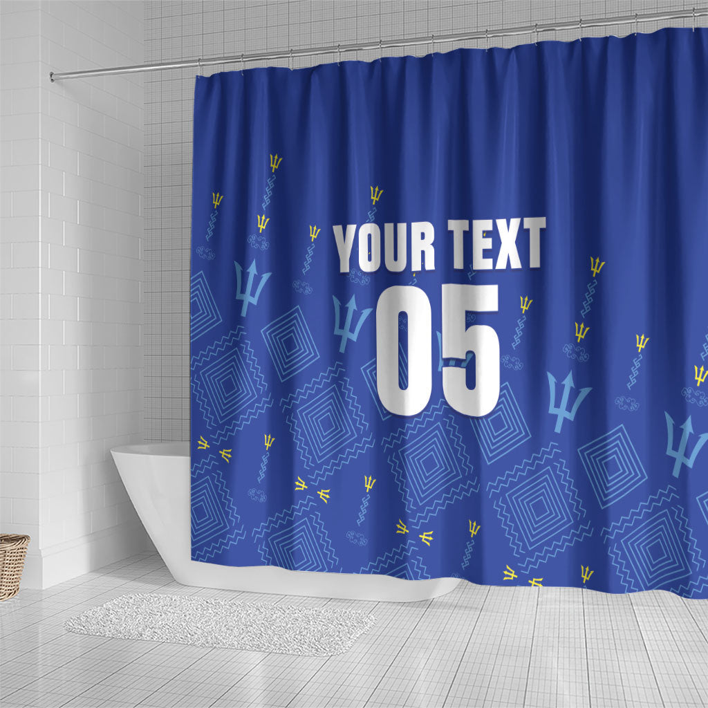 Custom Barbados 2026 Cricket Shower Curtain Tridents Rise