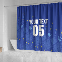 Custom Barbados 2026 Cricket Shower Curtain Tridents Rise