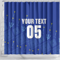 Custom Barbados 2026 Cricket Shower Curtain Tridents Rise