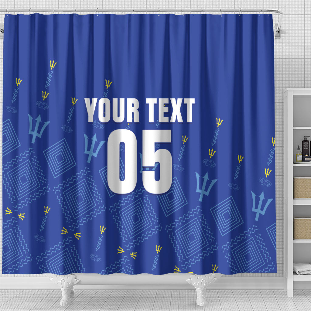 Custom Barbados 2026 Cricket Shower Curtain Tridents Rise