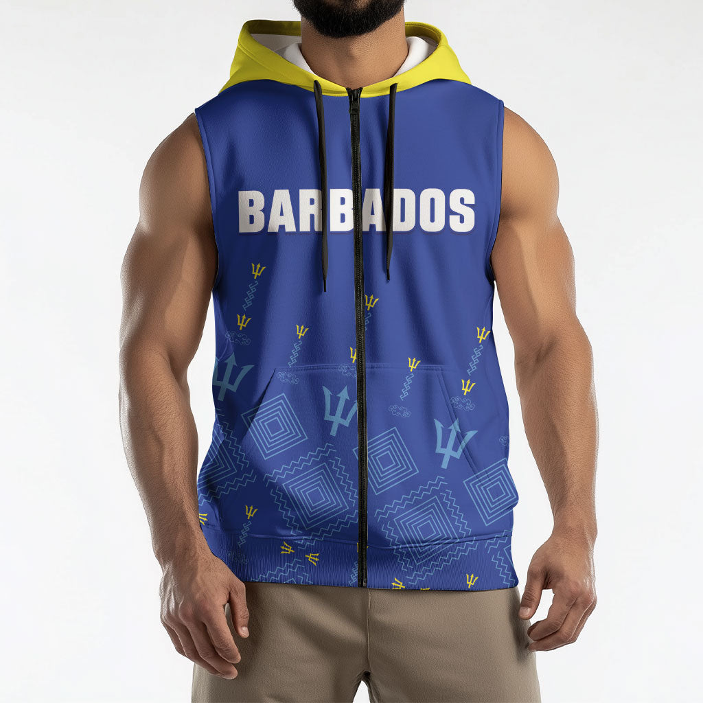 Custom Barbados 2026 Cricket Sleeveless Zip Hoodie Tridents Rise
