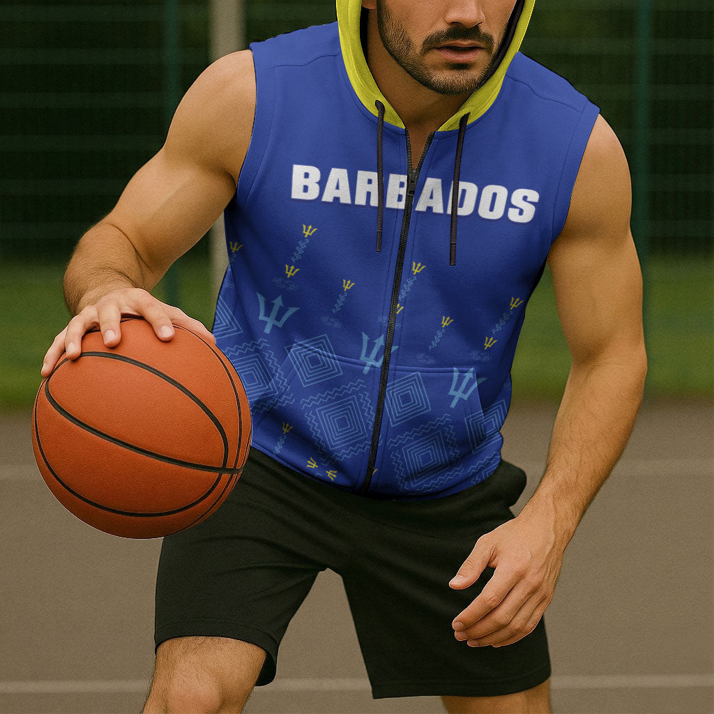 Custom Barbados 2026 Cricket Sleeveless Zip Hoodie Tridents Rise