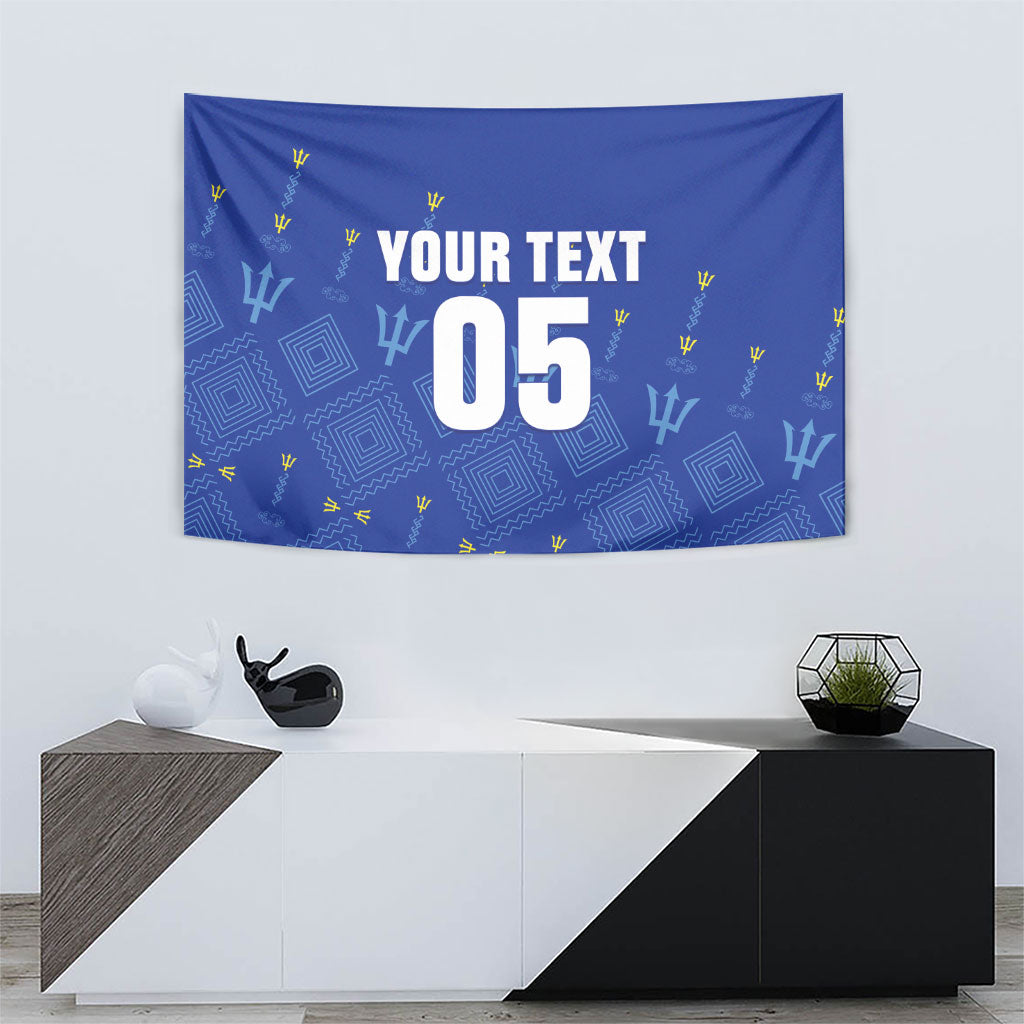 Custom Barbados 2026 Cricket Tapestry Tridents Rise