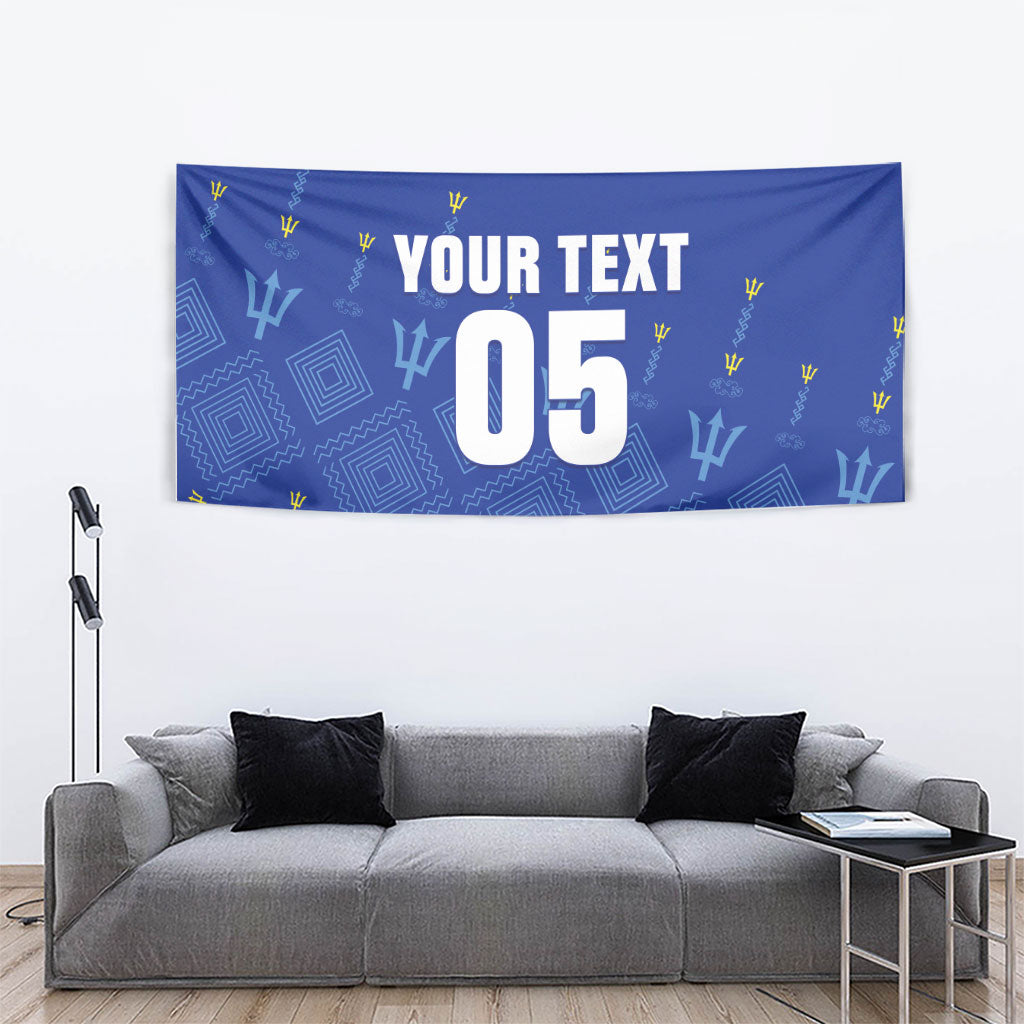 Custom Barbados 2026 Cricket Tapestry Tridents Rise