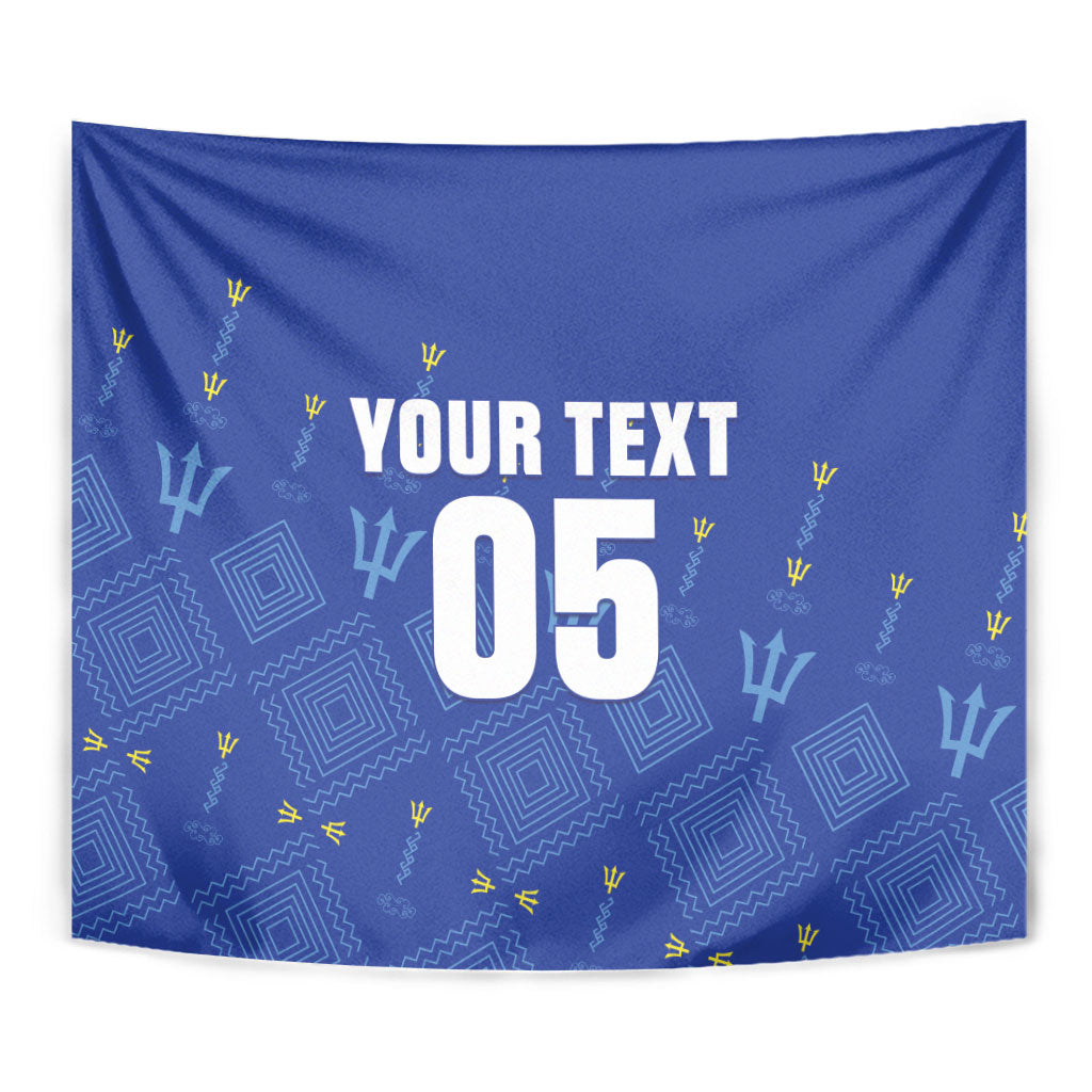 Custom Barbados 2026 Cricket Tapestry Tridents Rise