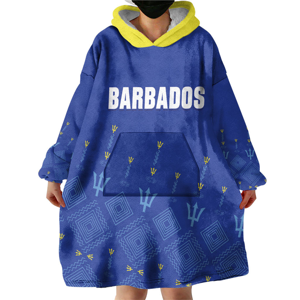 Custom Barbados 2026 Cricket Wearable Blanket Hoodie Tridents Rise