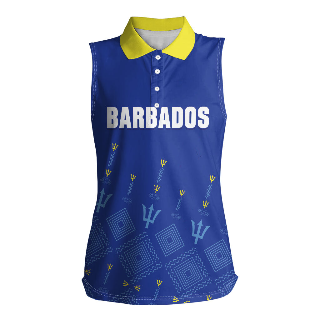 Custom Barbados 2026 Cricket Women Sleeveless Polo Shirt Tridents Rise