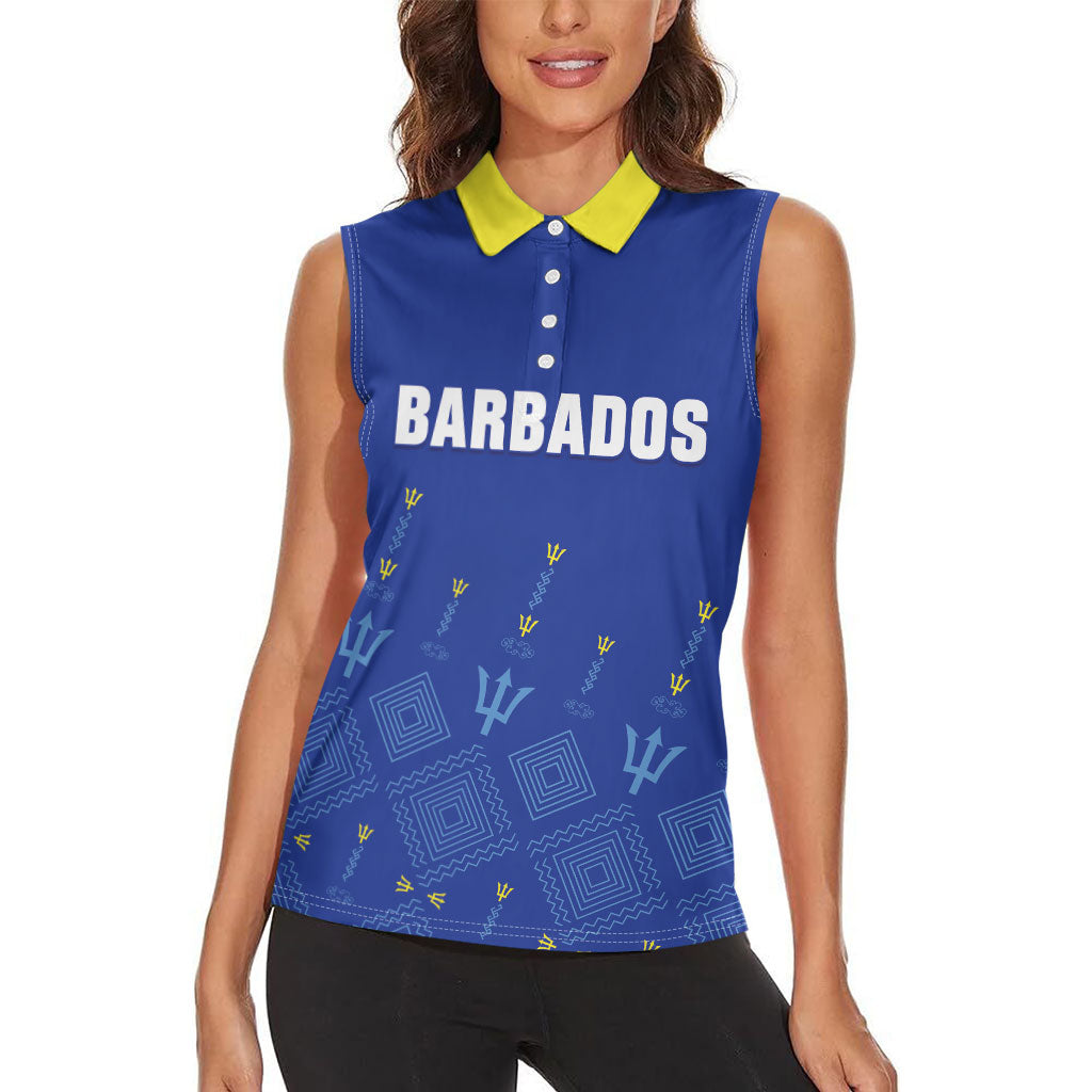 Custom Barbados 2026 Cricket Women Sleeveless Polo Shirt Tridents Rise