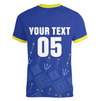 Custom Barbados 2026 Cricket Women V-Neck T-Shirt Tridents Rise