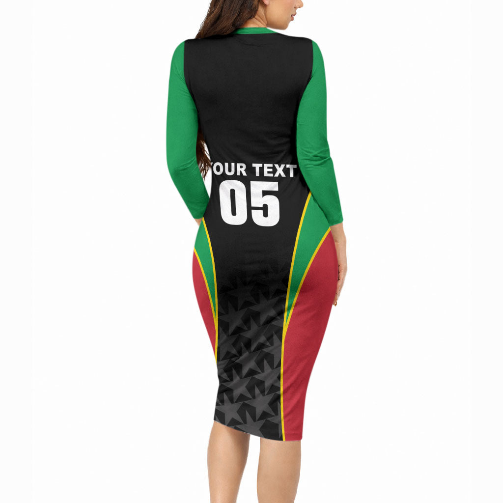 Custom Saint Kitts And Nevis 2026 Cricket Long Sleeve Bodycon Dress Unique Style