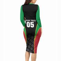 Custom Saint Kitts And Nevis 2026 Cricket Long Sleeve Bodycon Dress Unique Style