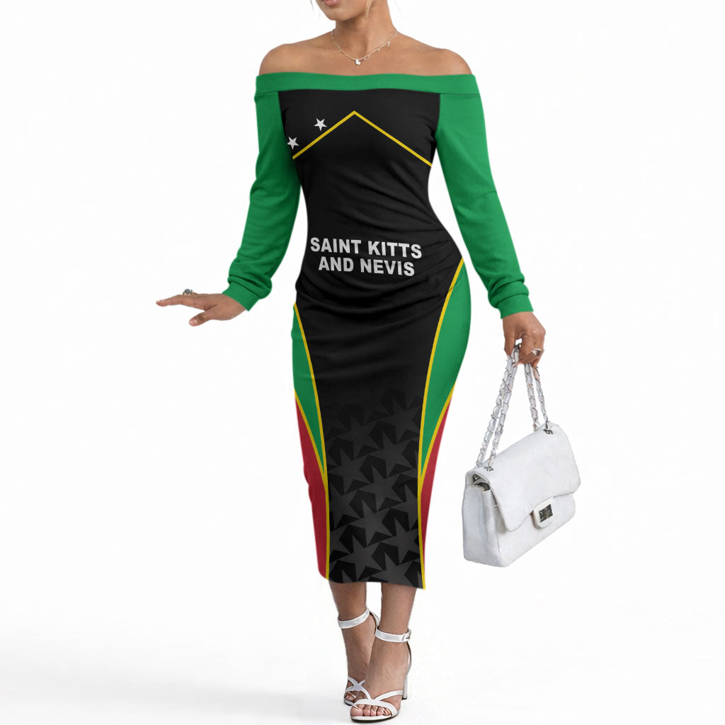Custom Saint Kitts And Nevis 2026 Cricket Off The Shoulder Long Sleeve Dress Unique Style