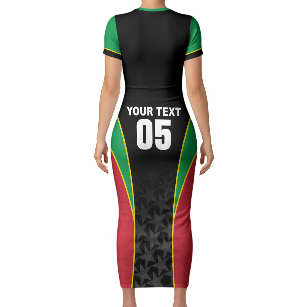 Custom Saint Kitts And Nevis 2026 Cricket Short Sleeve Bodycon Dress Unique Style