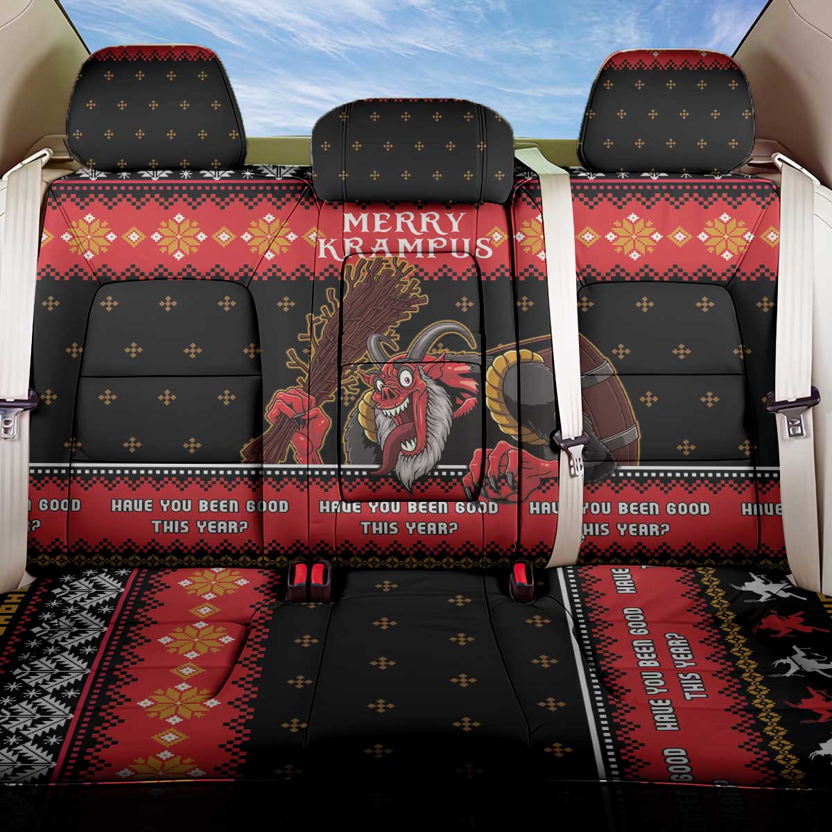 Merry Christmas Krampus Back Car Seat Cover Have You Been Good This Year LT05 - Wonder Print Shop