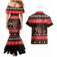 Merry Christmas Krampus Couples Matching Mermaid Dress and Hawaiian Shirt Have You Been Good This Year LT05 - Wonder Print Shop