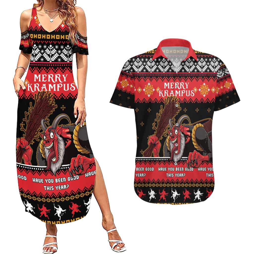 Merry Christmas Krampus Couples Matching Summer Maxi Dress and Hawaiian Shirt Have You Been Good This Year LT05 - Wonder Print Shop