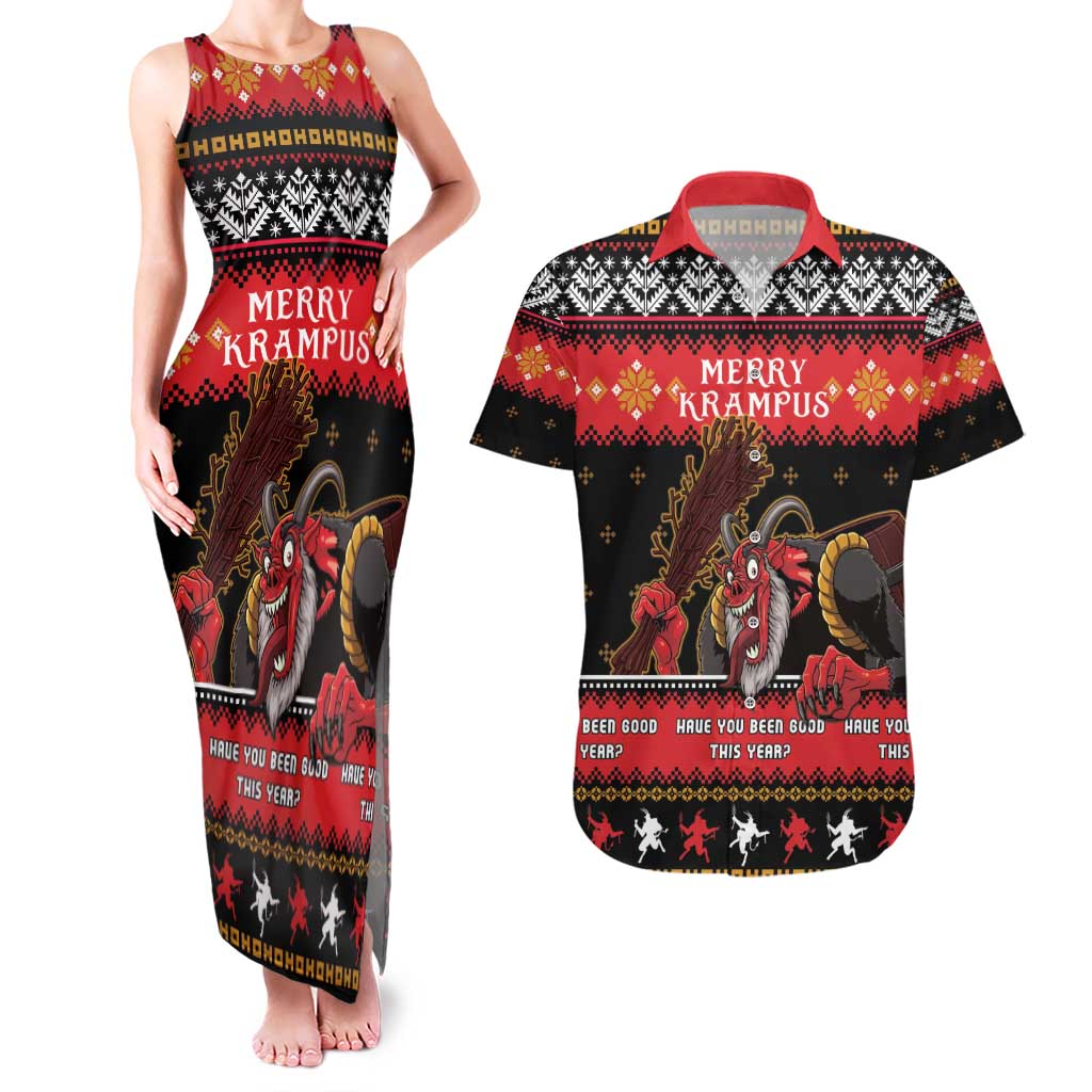 Merry Christmas Krampus Couples Matching Tank Maxi Dress and Hawaiian Shirt Have You Been Good This Year LT05 - Wonder Print Shop