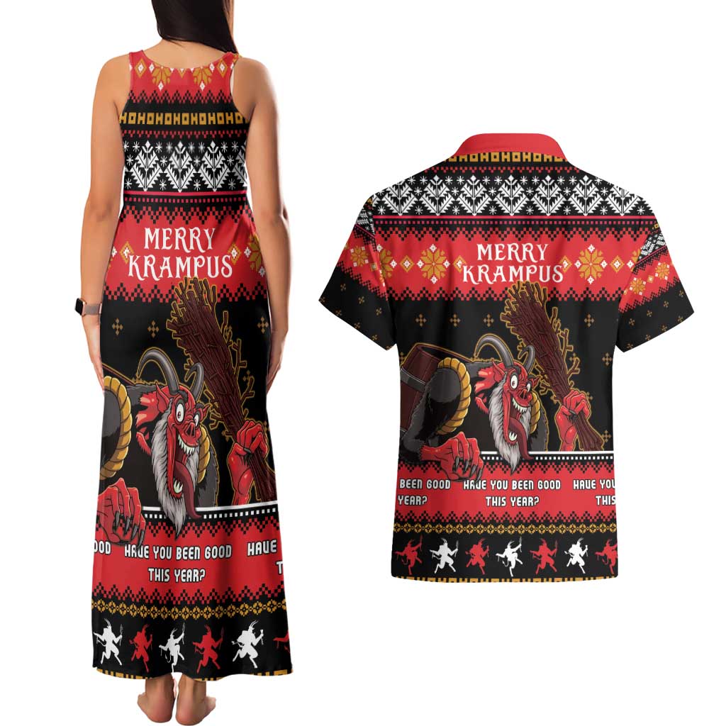 Merry Christmas Krampus Couples Matching Tank Maxi Dress and Hawaiian Shirt Have You Been Good This Year LT05 - Wonder Print Shop