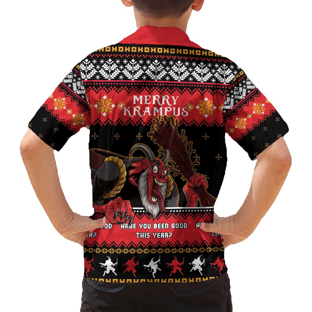 Merry Christmas Krampus Family Matching Long Sleeve Bodycon Dress and Hawaiian Shirt Have You Been Good This Year LT05 - Wonder Print Shop