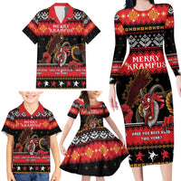 Merry Christmas Krampus Family Matching Long Sleeve Bodycon Dress and Hawaiian Shirt Have You Been Good This Year LT05 - Wonder Print Shop