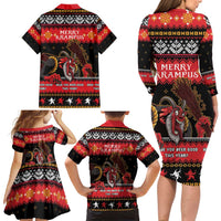 Merry Christmas Krampus Family Matching Long Sleeve Bodycon Dress and Hawaiian Shirt Have You Been Good This Year LT05 - Wonder Print Shop