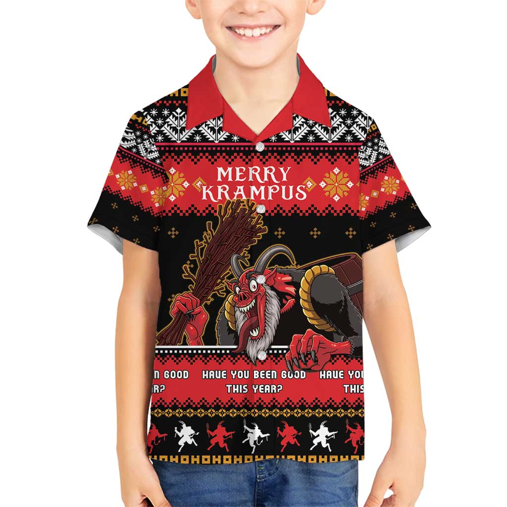 Merry Christmas Krampus Family Matching Long Sleeve Bodycon Dress and Hawaiian Shirt Have You Been Good This Year LT05 - Wonder Print Shop