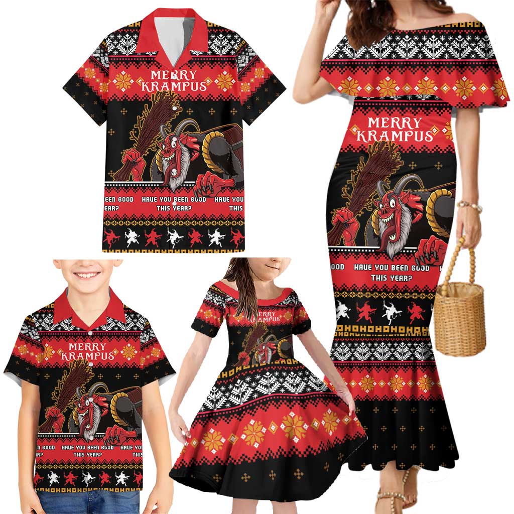 Merry Christmas Krampus Family Matching Mermaid Dress and Hawaiian Shirt Have You Been Good This Year LT05 - Wonder Print Shop