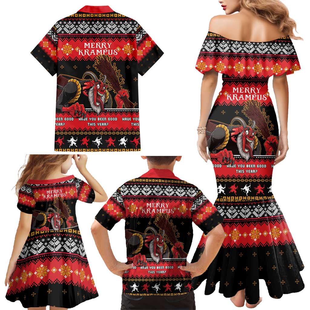 Merry Christmas Krampus Family Matching Mermaid Dress and Hawaiian Shirt Have You Been Good This Year LT05 - Wonder Print Shop