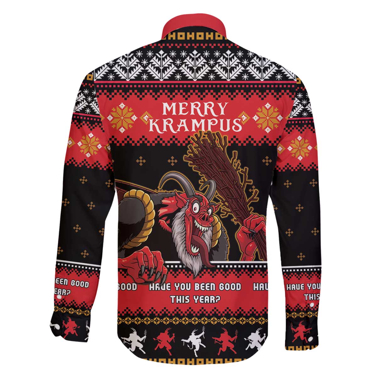 Merry Christmas Krampus Family Matching Off The Shoulder Long Sleeve Dress and Hawaiian Shirt Have You Been Good This Year LT05 - Wonder Print Shop