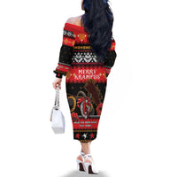 Merry Christmas Krampus Family Matching Off The Shoulder Long Sleeve Dress and Hawaiian Shirt Have You Been Good This Year LT05 - Wonder Print Shop