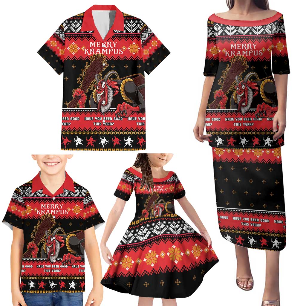 Merry Christmas Krampus Family Matching Puletasi and Hawaiian Shirt Have You Been Good This Year LT05 - Wonder Print Shop