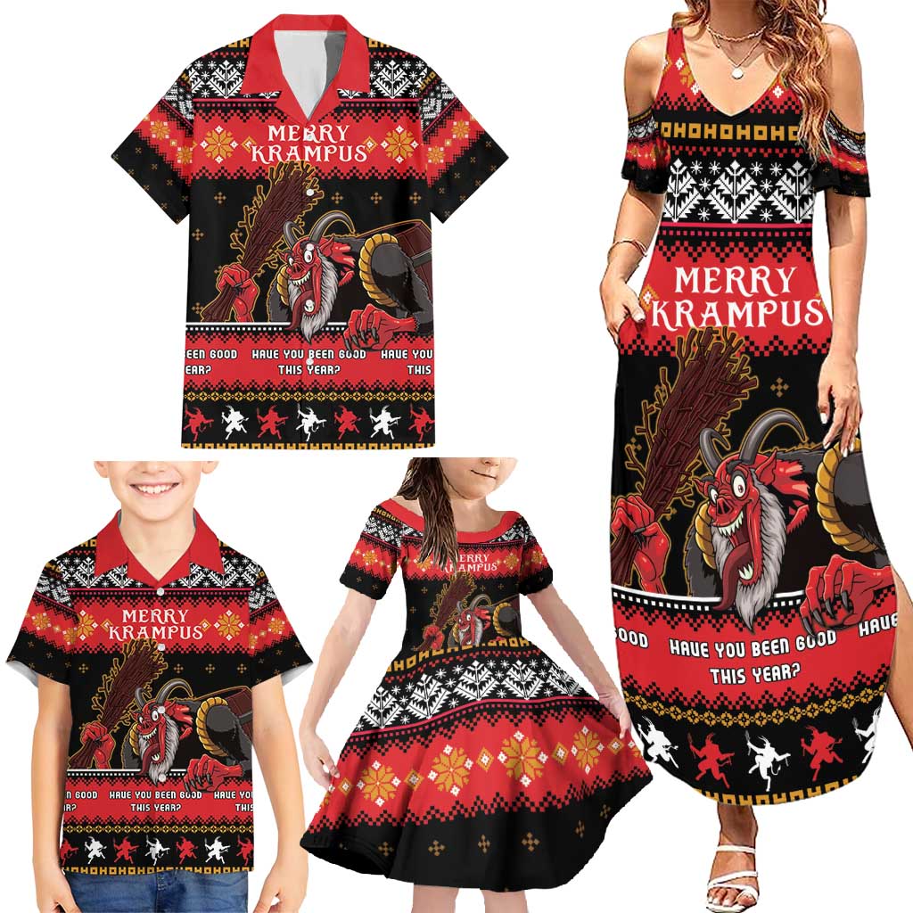 Merry Christmas Krampus Family Matching Summer Maxi Dress and Hawaiian Shirt Have You Been Good This Year LT05 - Wonder Print Shop