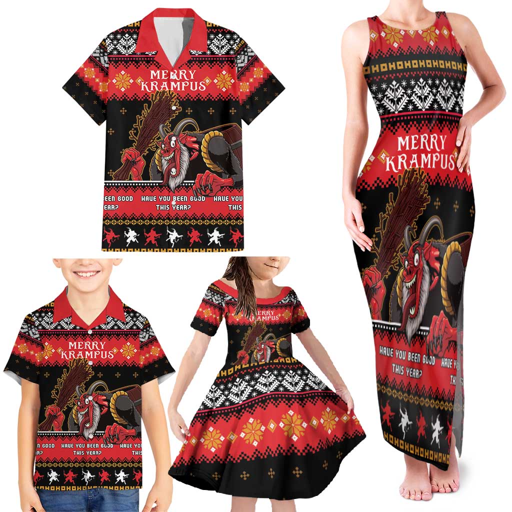 Merry Christmas Krampus Family Matching Tank Maxi Dress and Hawaiian Shirt Have You Been Good This Year LT05 - Wonder Print Shop