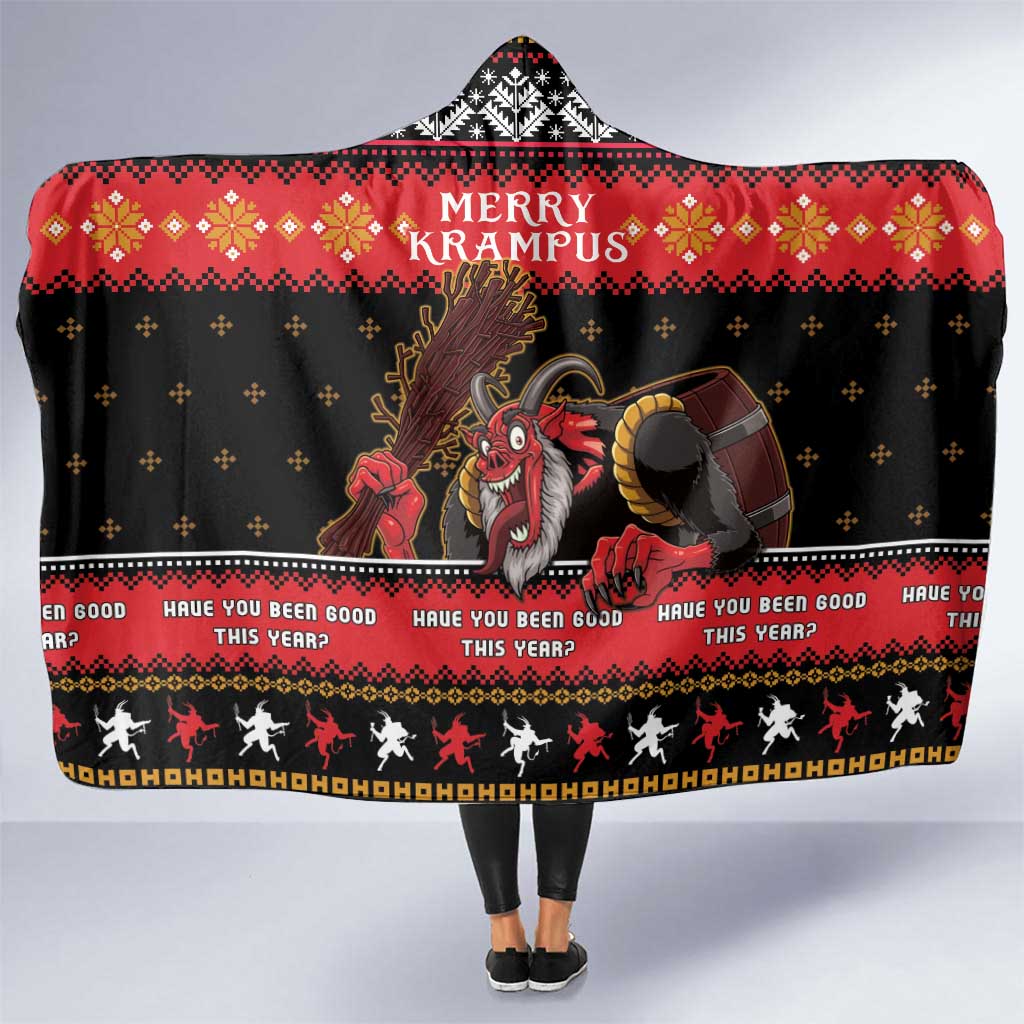 Merry Christmas Krampus Hooded Blanket Have You Been Good This Year