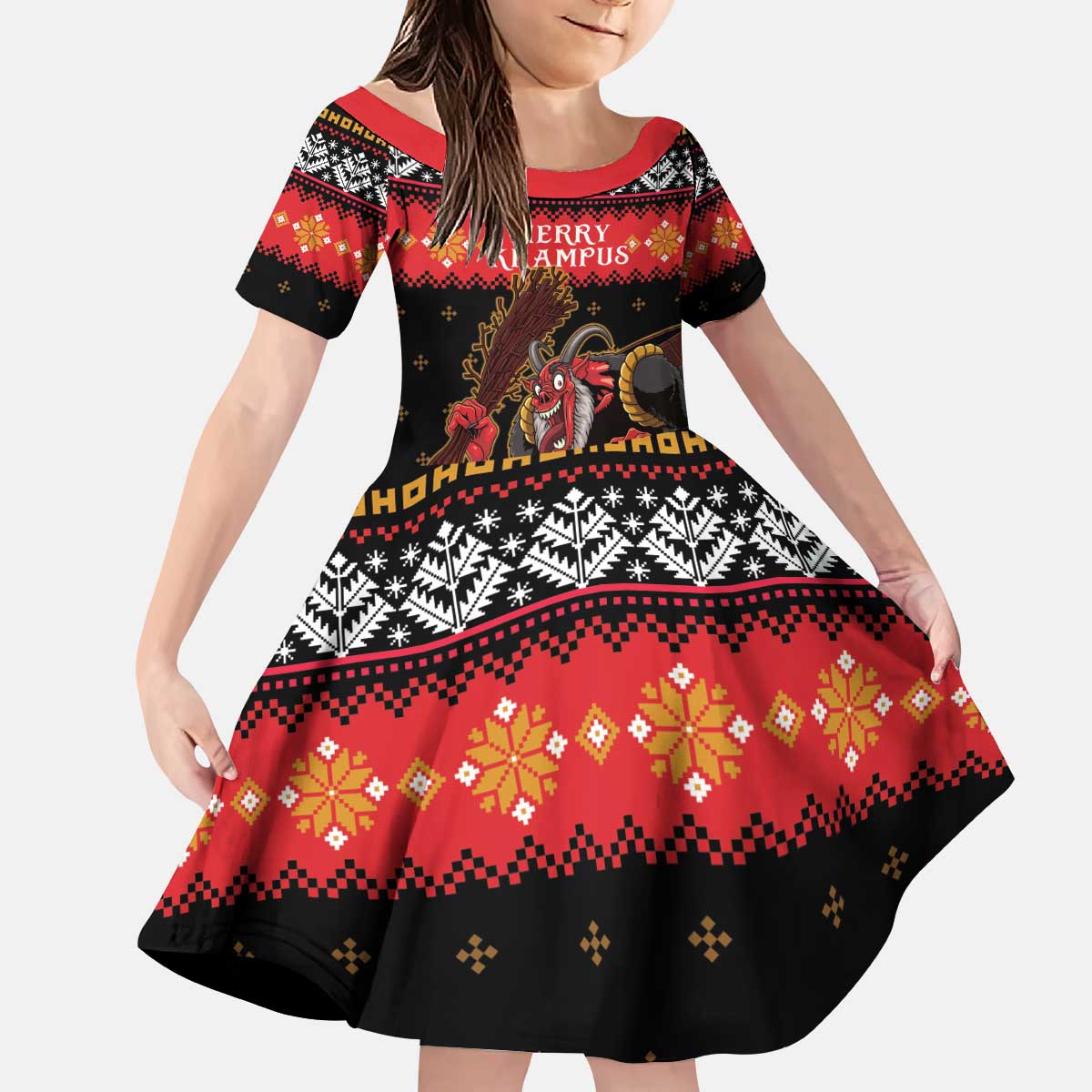 Merry Christmas Krampus Kid Short Sleeve Dress Have You Been Good This Year LT05 - Wonder Print Shop