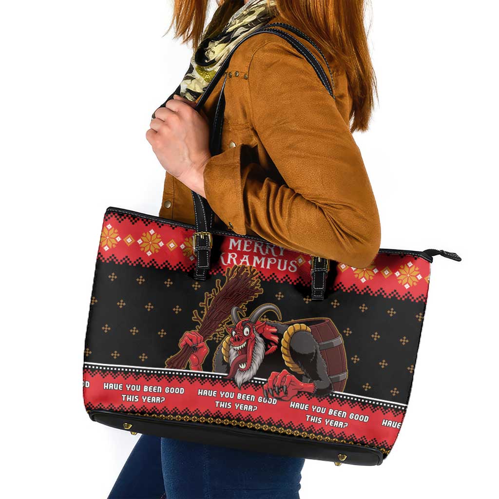 Merry Christmas Krampus Leather Tote Bag Have You Been Good This Year LT05 - Wonder Print Shop