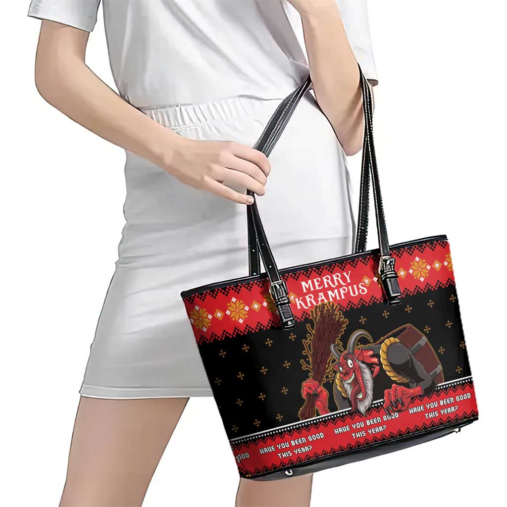 Merry Christmas Krampus Leather Tote Bag Have You Been Good This Year LT05 - Wonder Print Shop