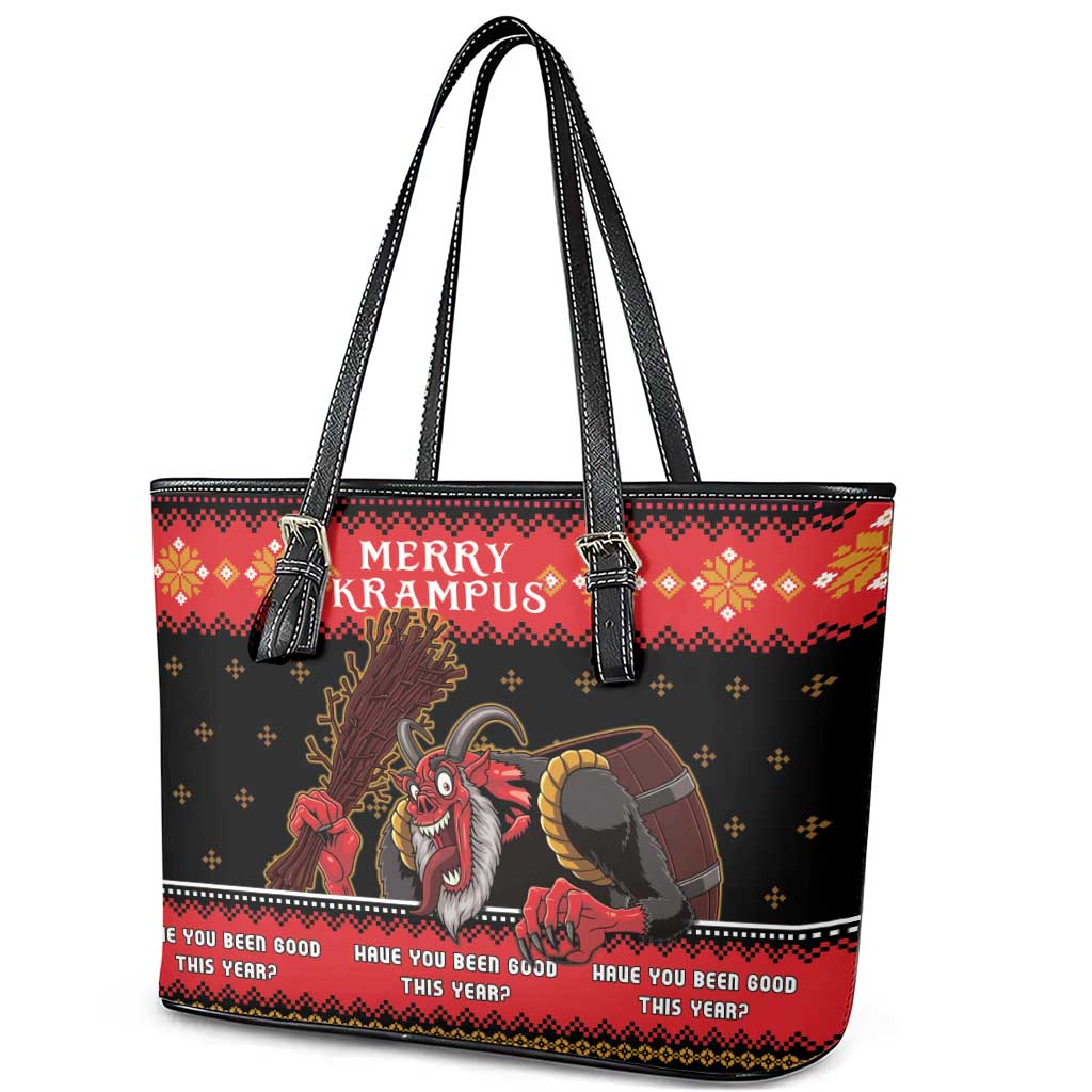 Merry Christmas Krampus Leather Tote Bag Have You Been Good This Year LT05 - Wonder Print Shop