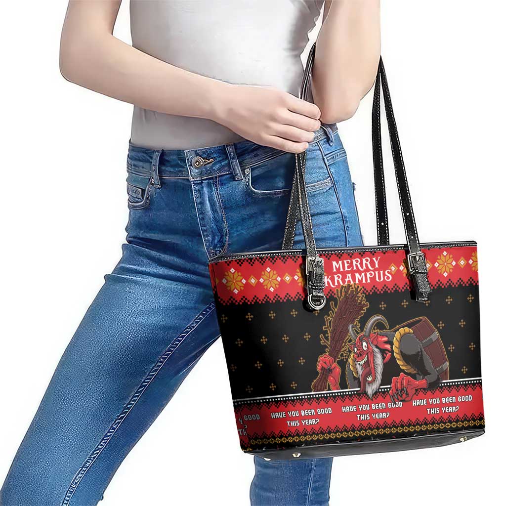 Merry Christmas Krampus Leather Tote Bag Have You Been Good This Year LT05 - Wonder Print Shop