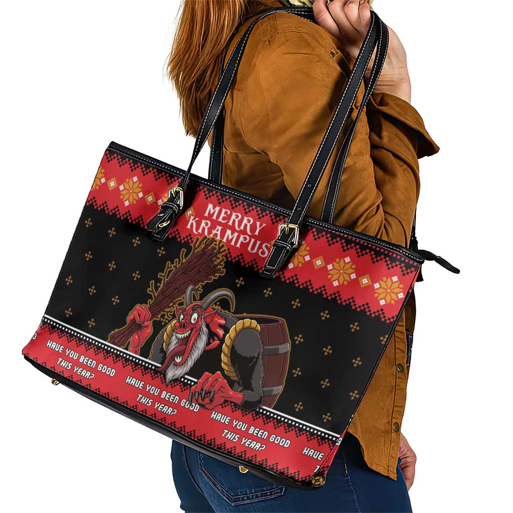 Merry Christmas Krampus Leather Tote Bag Have You Been Good This Year LT05 - Wonder Print Shop