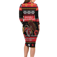 Merry Christmas Krampus Long Sleeve Bodycon Dress Have You Been Good This Year LT05 - Wonder Print Shop