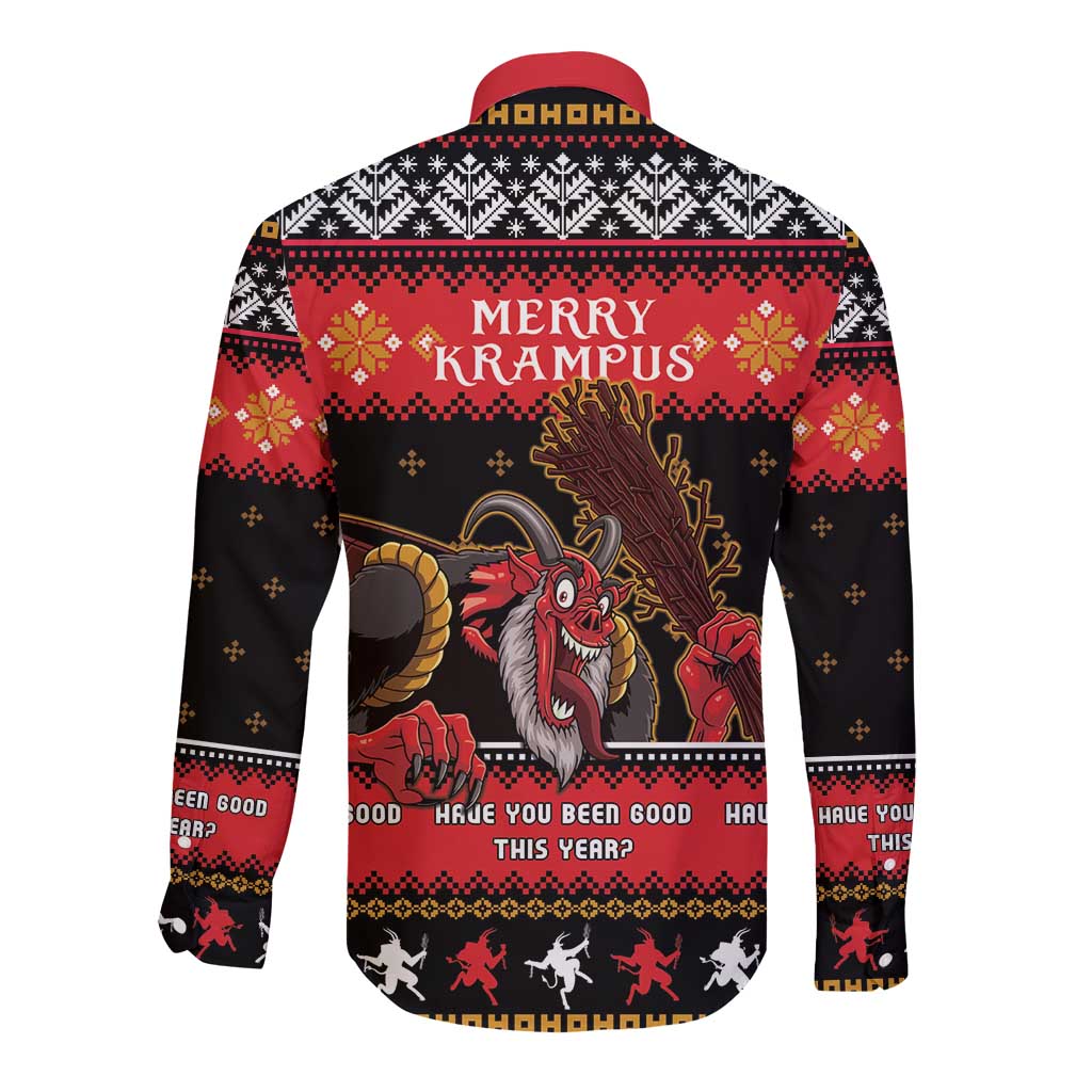 Merry Christmas Krampus Long Sleeve Button Shirt Have You Been Good This Year LT05 - Wonder Print Shop